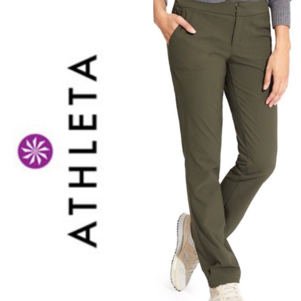 Athleta Wander Pants Green Hiking Stretch Nylon
